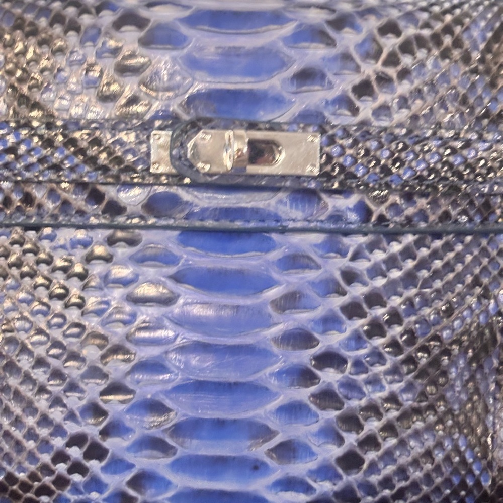 BYRON New York Genuine Python & Leather Crossbody Top Handle Bag - Picture 2 of 10
